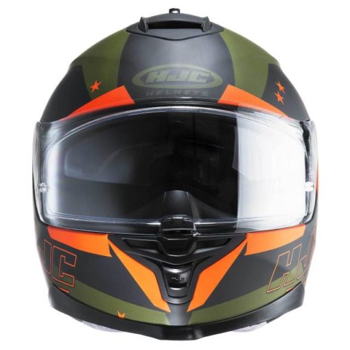 HJC IS 17 Enver MC7F Matt Black Army green Orange Full Face Helmet 4