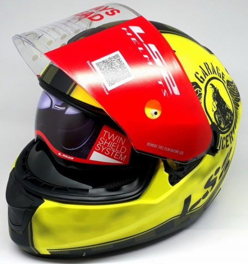 LS2 FF 320 Garage Matt Fluorescent Yellow Full Face Helmet 1