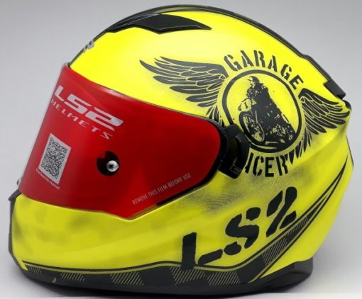 LS2 FF 320 Garage Matt Fluorescent Yellow Full Face Helmet 2
