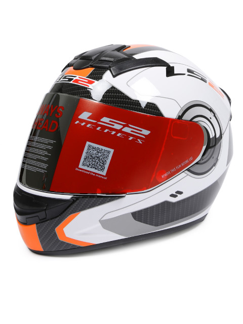 LS2 FF 352 Atmos Gloss White Orange Full Face Helmet 2