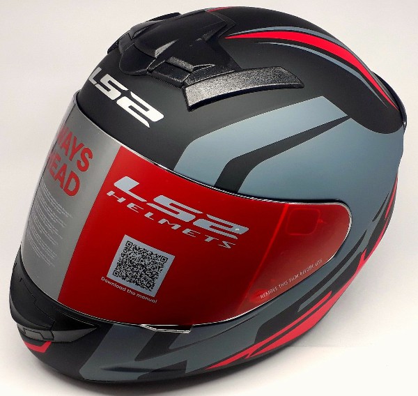 LS2 FF 352 Touring Matt Black Grey Red Full Face Helmet 2