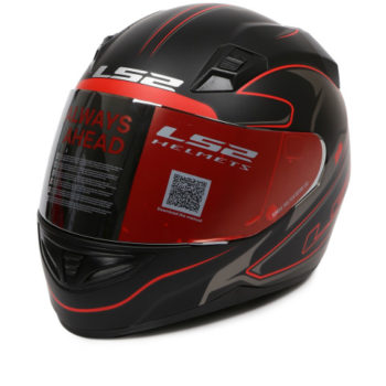 LS2 FF 391 Roller Matt Black Red Full Face Helmet 3