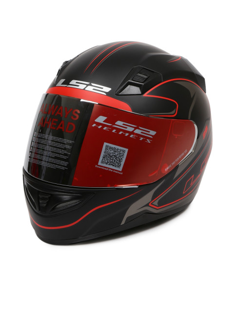 LS2 FF 391 Roller Matt Black Red Full Face Helmet 3