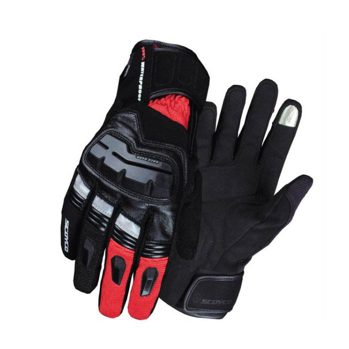 Scoyco MC17B Waterproof Black Red Riding Gloves | Custom Elements