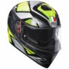 AGV K 3 SV Liquefy Matt Black Silver Neon Green Full Face Helmet