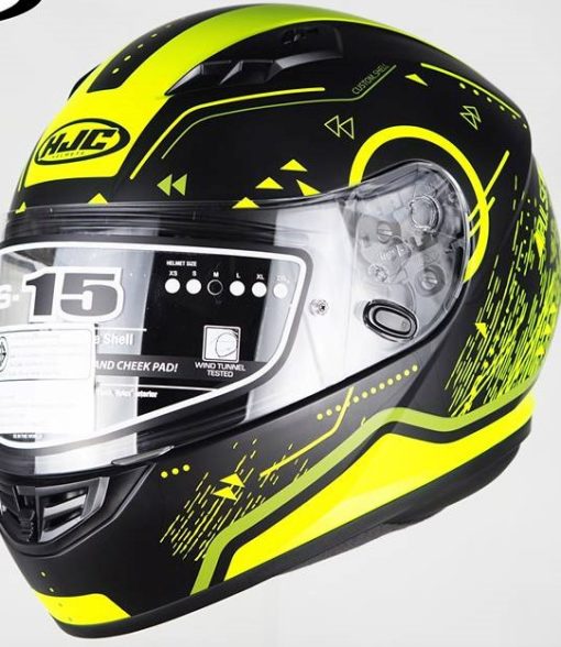 HJC CS 15 Safa MC4HSF Matt Black Fluorescent Yellow Full Face Helmet