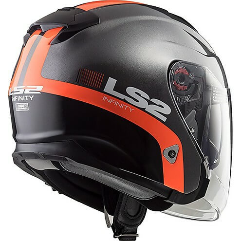 LS2 OF521 SMART MATT TITANIUM ORANGE open face helmet back