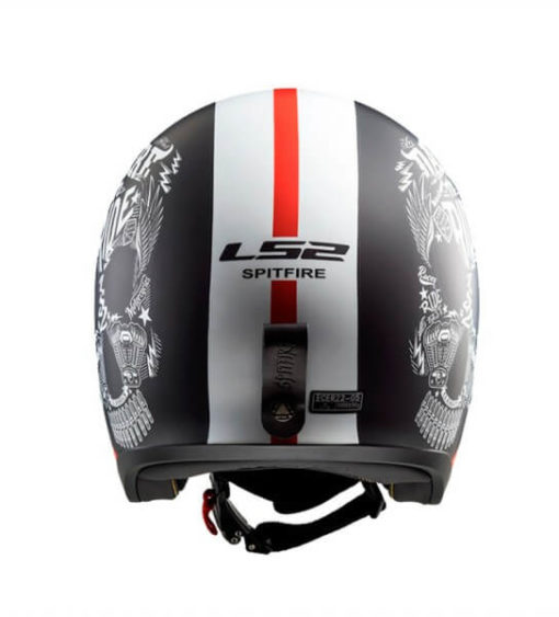 LS2 OF599 INKY MATT BLACK WHITE OPEN FACE HELMET back