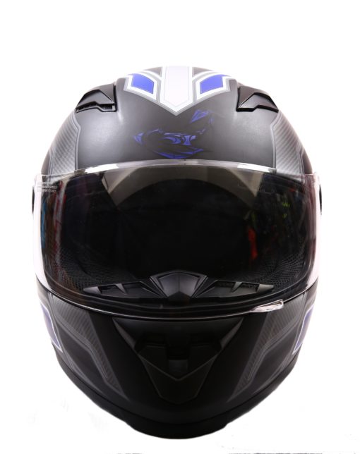 AXR 816 Carbon Matt Black Blue Grey Full Face Helmet2