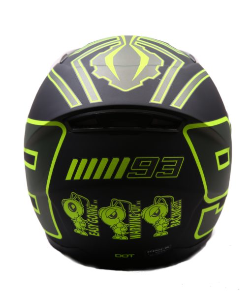 AXR 816 Matt 93 Black Fluorescent Yellow Grey Full Face Helmet1