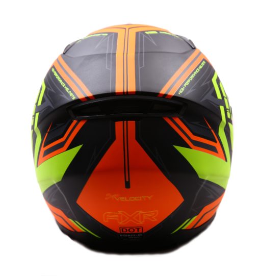 AXR 816 Super Velocity Matt Black Orange Fluorescent Yellow Full Face Helmet1