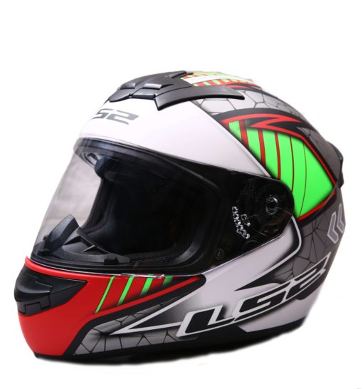 LS2 FF352 Spool Matt White Green Grey Full Face Helmet 1