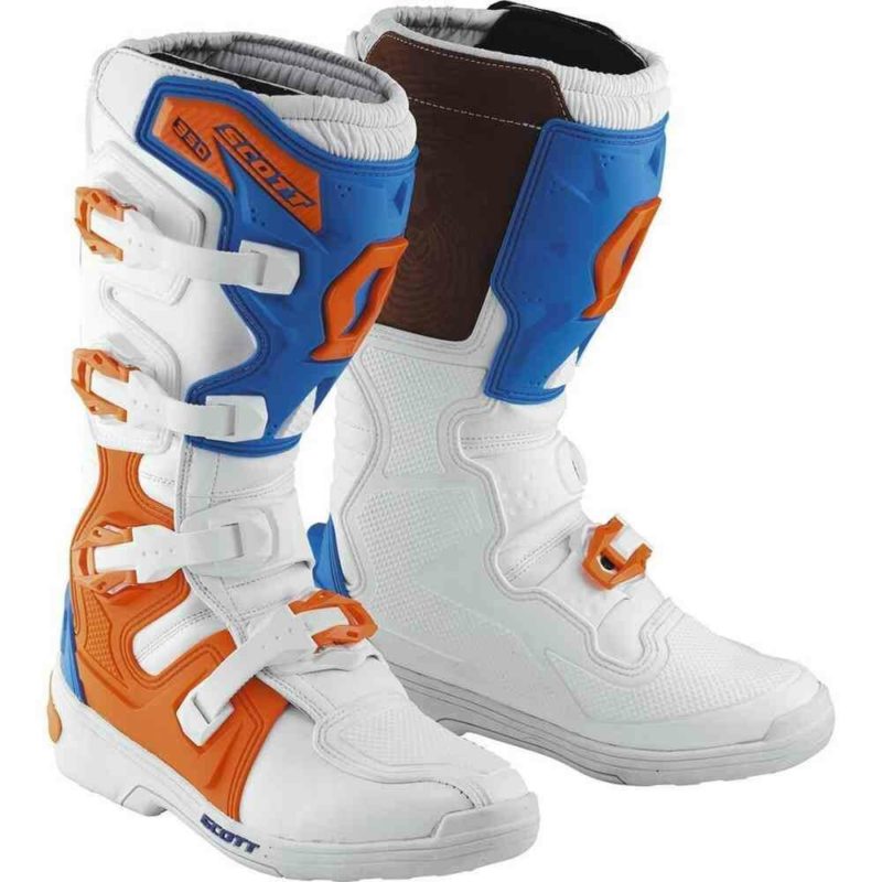 Scott 350 Motocross MX White Boot Blue Boots
