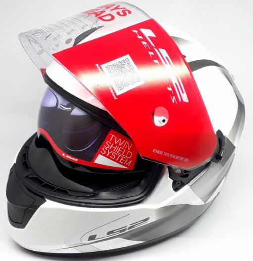 LS2 FF320 Velvet Gloss White Grey Full Face Helmet 1