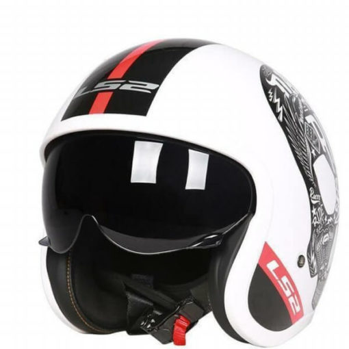 LS2 OF599 INKY MATT WHITE OPEN FACE HELMET