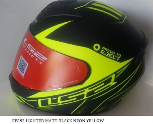 LS2 FF352 Lighter Matt Black Fluorescent Yellow Full Face Helmet