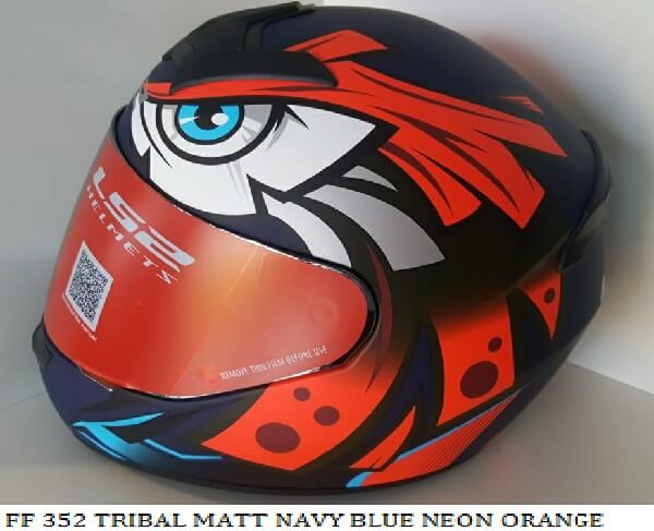 LS2 FF352 Tribal Matt Black Blue Fluorescent Orange Full Face Helmet ...