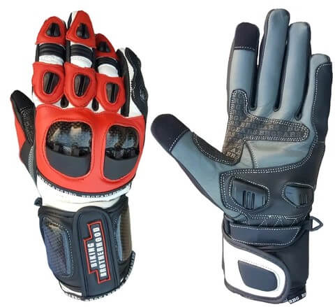 BBG Red Full Gauntlet Leather Riding Gloves