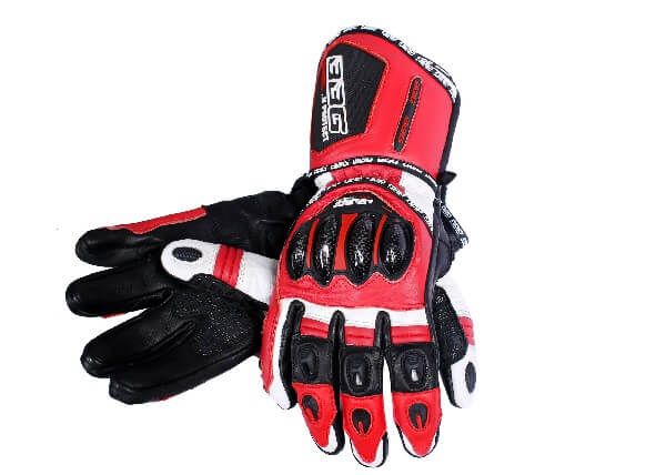 BBG Red Full Gauntlet Leather Riding Gloves