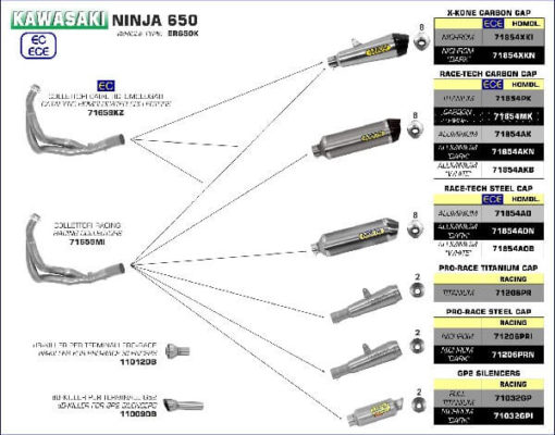Arrow Racing Collectors and Pro Race Silencer for Ninja 650 2017 2