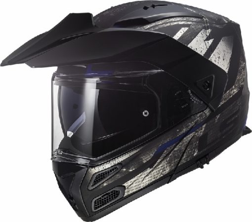 LS2 FF324 Metro Evo Buzz Matt Black Titanium Blue Flip Up Helmet