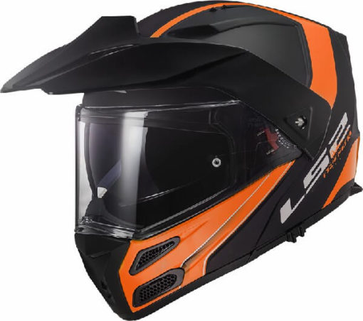 LS2 FF324 Metro Rapid Matt Black Orange With Peak Flip Up Helmet 2019