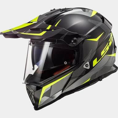 LS2 MX436 Pioneer Ring Matt Black Titanium Hi Viz Yellow Dual Sport Helmet