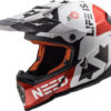 LS2 MX437 Fast Block Matt White Red Motocross Helmet