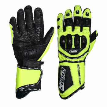 BBG Racer Full Gauntlet Black Fluorescent Yellow Riding Gloves