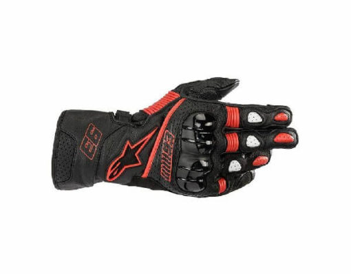 Alpinestars Twin Ring Leather Black Red Riding Gloves