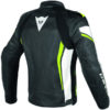Dainese Assen Perforated Black White Fluorescent Yellow Leather Jacket 1