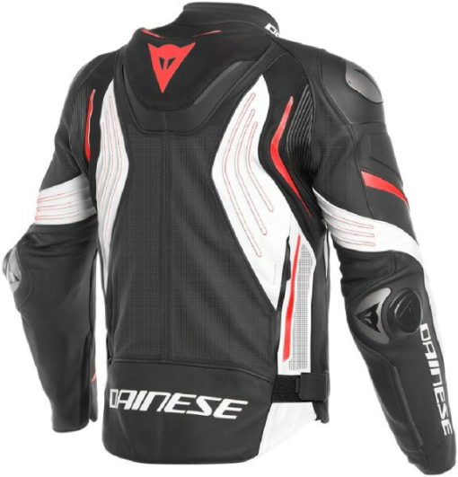 Dainese Super Speed 3 Perforated Leather Black White Fluorescent Red Riding Jacket 1