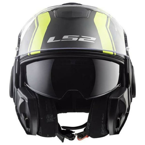 LS2 FF399 Valiant Line Matt Black Fluorescent Yellow Flip Up Helmet 2