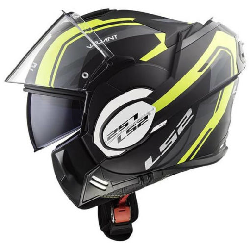 LS2 FF399 Valiant Line Matt Black Fluorescent Yellow Flip Up Helmet 3