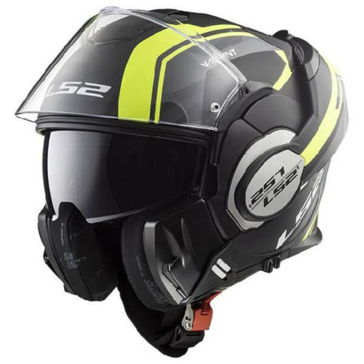 LS2 FF399 Valiant Line Matt Black Fluorescent Yellow Flip Up Helmet