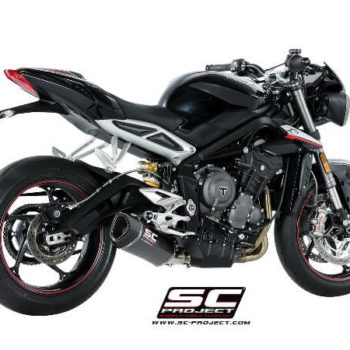 SC Project SC1 R T18 93C Slip On Carbon Fiber Exhaust For Triumph Street Triple 765 1