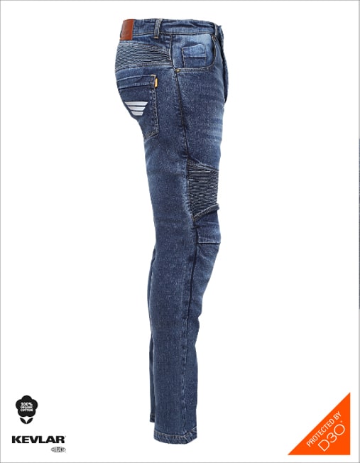 Bikeratti Steam Motorcycling Denim Jeans with Kevlar and D3O ArmourBlue 4
