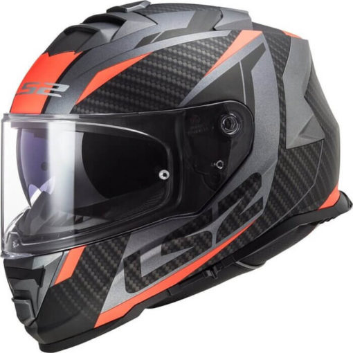 LS2 FF800 Storm Racer Gloss Titanium Fluorescent Orange Full Face Helmet