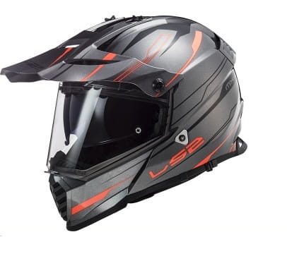 LS2 MX436 Pioneer Evo Knight Matt Titanium Fluorescent Orange Dual Sport Helmet