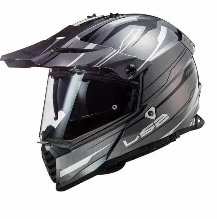 LS2 MX436 Pioneer Evo Knight Matt White Titanium Dual Sport Helmet