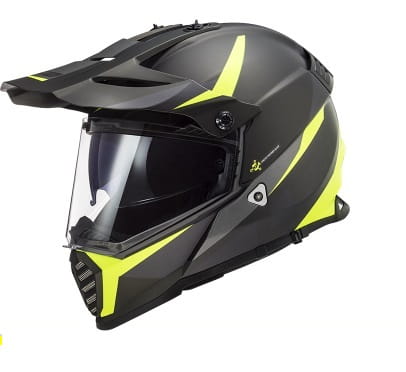 LS2 MX436 Pioneer Evo Router Matt Black Fluorescent Yellow Dual Sport Helmet