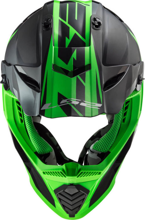 LS2 MX437 Fast Evo Roar Matt Black Green Motocross Helmet 2