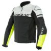 Daines Agile Perforated Leather Matte Black White Fluorescent Yellow Riding Jacket