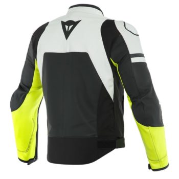 Daines Agile Perforated Leather Matte Black White Fluorescent Yellow Riding Jacket 2