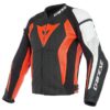 Dainese Nexus Perforated Leather Black Fluorescent Red White Riding Jacket
