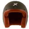 AXOR JET LEATHER Matt Battle Green Open Face Helmet