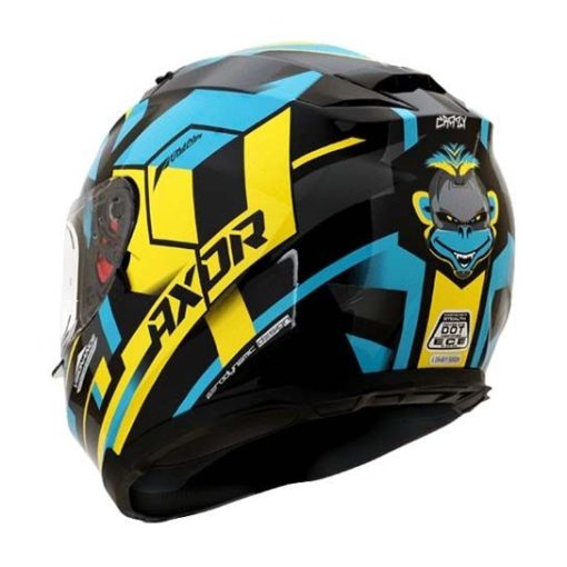 AXOR STREET CRAZY Gloss Black Blue Full Face Helmet 3