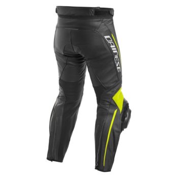 Dainese Delta 3 Leather Black Fluorescent Yellow Riding Pants 1