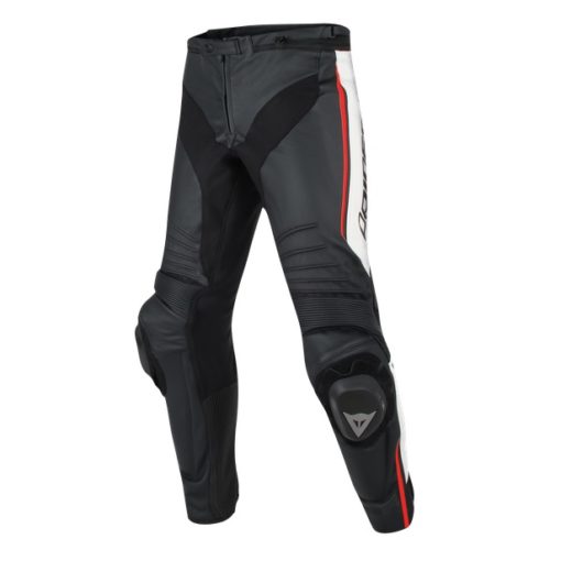 Dainese Misano Perforated Leather Black White Fluorescent Red Pants