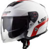 LS2 OF521 Smart Matt White Red Open Face Helmet